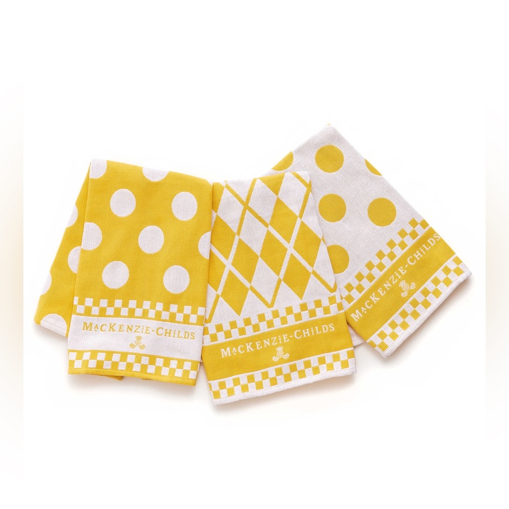 Mackenzie Childs Argyle Dish Towels - Set of 3